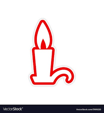 Sticker bright burning candle on a white vector image