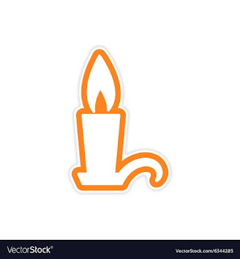 Sticker bright burning candle on a white vector image