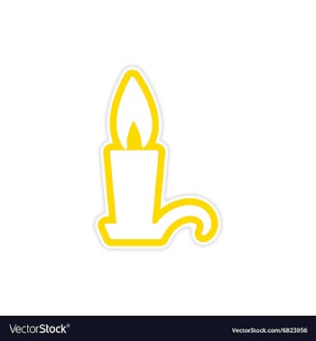 Sticker bright burning candle on a white vector image