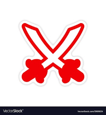 Sticker Bright crossed swords on a white vector image