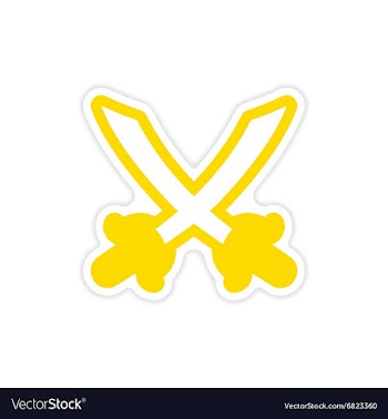 Sticker Bright crossed swords on a white vector image