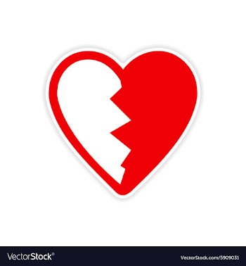 Sticker bright heart broken into pieces on a white vector image