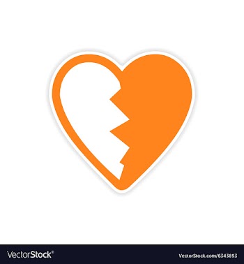 Sticker bright heart broken into pieces on a white vector image