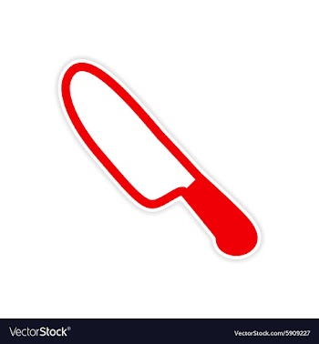 Sticker Bright kitchen knife on a white background vector image