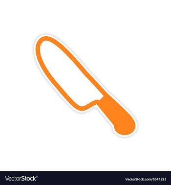 Sticker Bright kitchen knife on a white background vector image