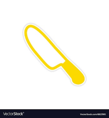 Sticker Bright kitchen knife on a white background vector image