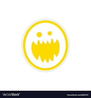 Sticker bright monster with sharp teeth on a white vector image