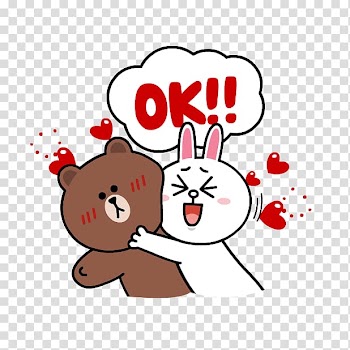 Sticker Brown bear Love LINE, bear transparent background PNG clipart