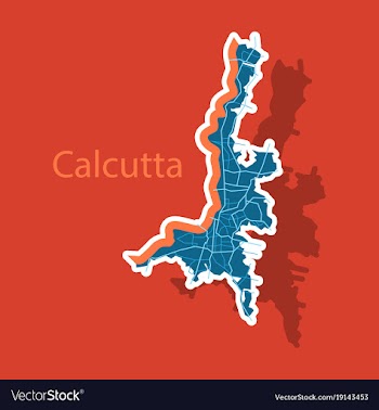 Sticker calcutta map city with borders of the vector image