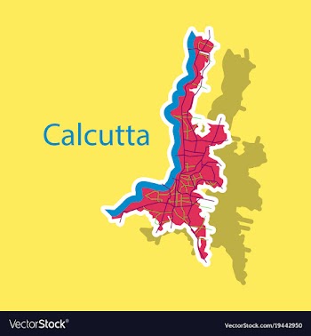 Sticker calcutta map city with borders of the vector image
