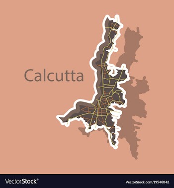 Sticker calcutta map city with borders of the vector image