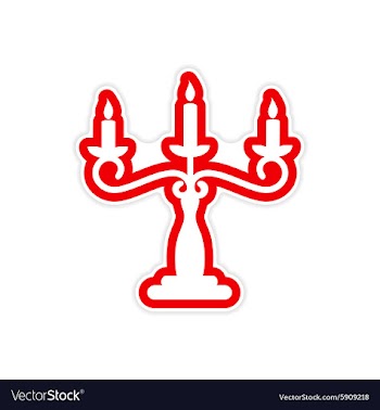 Sticker candelabra and candles on a white vector image