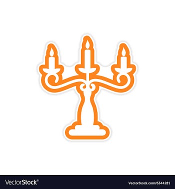 Sticker candelabra and candles on a white vector image