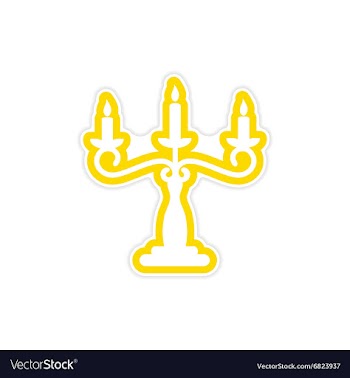 Sticker candelabra and candles on a white vector image