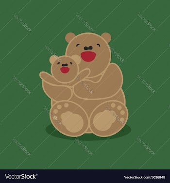 Sticker card with happy mother and child brown vector image