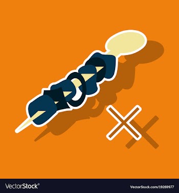 Sticker cartoon of meat sauce grill and other vector image