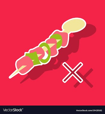 Sticker cartoon of meat sauce grill and other vector image