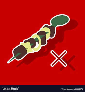 Sticker cartoon of meat sauce grill and other vector image