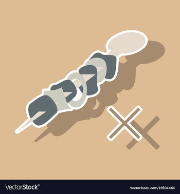 Sticker cartoon of meat sauce grill and other vector image
