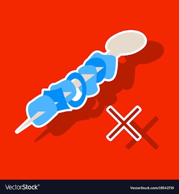 Sticker cartoon of meat sauce grill and other vector image