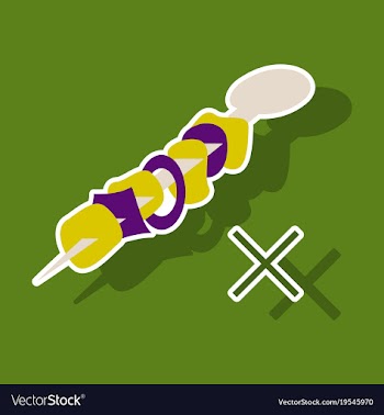 Sticker cartoon of meat sauce grill and other vector image