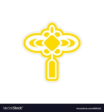 Sticker Chinese lantern vector image