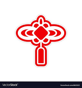 Sticker Chinese lantern vector image