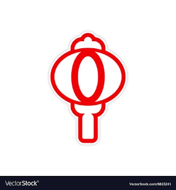 Sticker Chinese lantern vector image