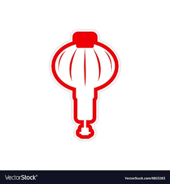 Sticker Chinese lantern vector image