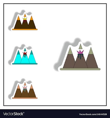 Sticker collection of volcano vector image
