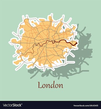 Sticker color map of london united kingdom city vector image