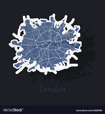 Sticker color map of london united kingdom city vector image