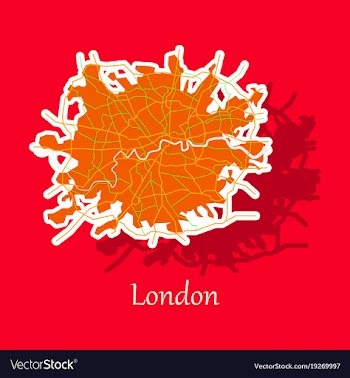 Sticker color map of london united kingdom city vector image