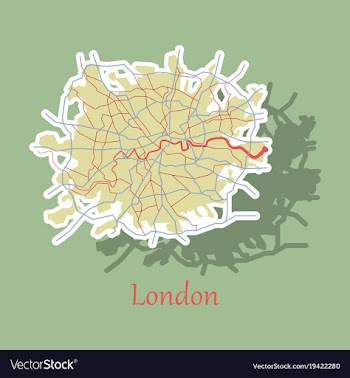 Sticker color map of london united kingdom city vector image