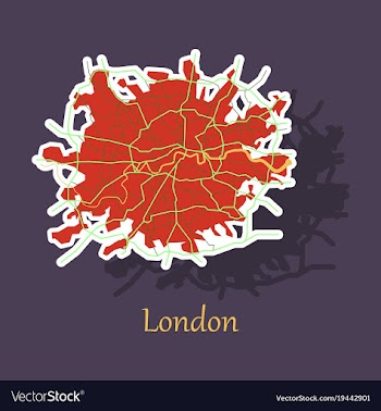 Sticker color map of london united kingdom city vector image