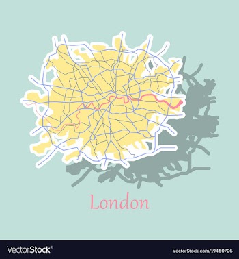 Sticker color map of london united kingdom city vector image