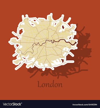 Sticker color map of london united kingdom city vector image