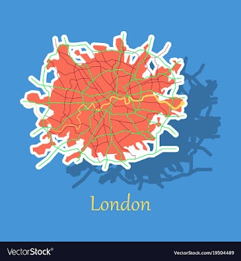 Sticker color map of london united kingdom city vector image