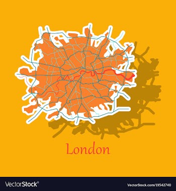 Sticker color map of london united kingdom city vector image