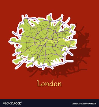 Sticker color map of london united kingdom city vector image
