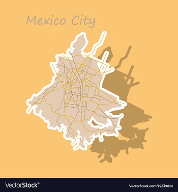 Sticker color map of mexico city mexico city plan vector image