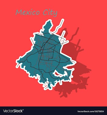 Sticker color map of mexico city mexico city plan vector image
