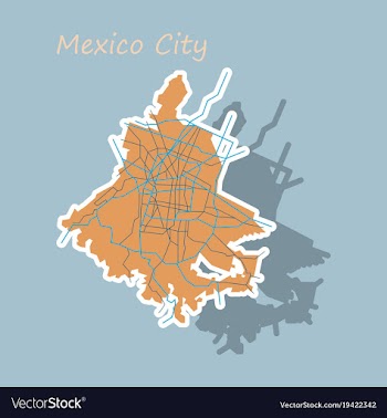 Sticker color map of mexico city mexico city plan vector image