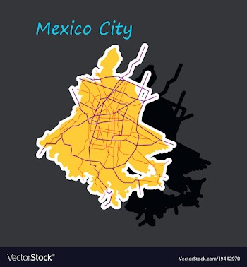 Sticker color map of mexico city mexico city plan vector image