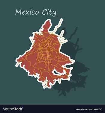 Sticker color map of mexico city mexico city plan vector image