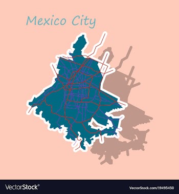 Sticker color map of mexico city mexico city plan vector image
