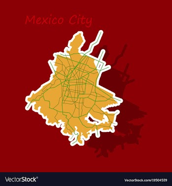 Sticker color map of mexico city mexico city plan vector image