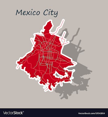Sticker color map of mexico city mexico city plan vector image