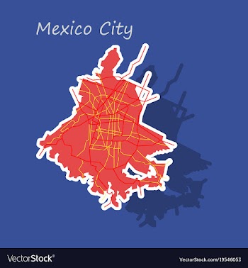 Sticker color map of mexico city mexico city plan vector image
