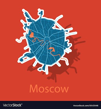 Sticker color map of moscow all objects are vector image